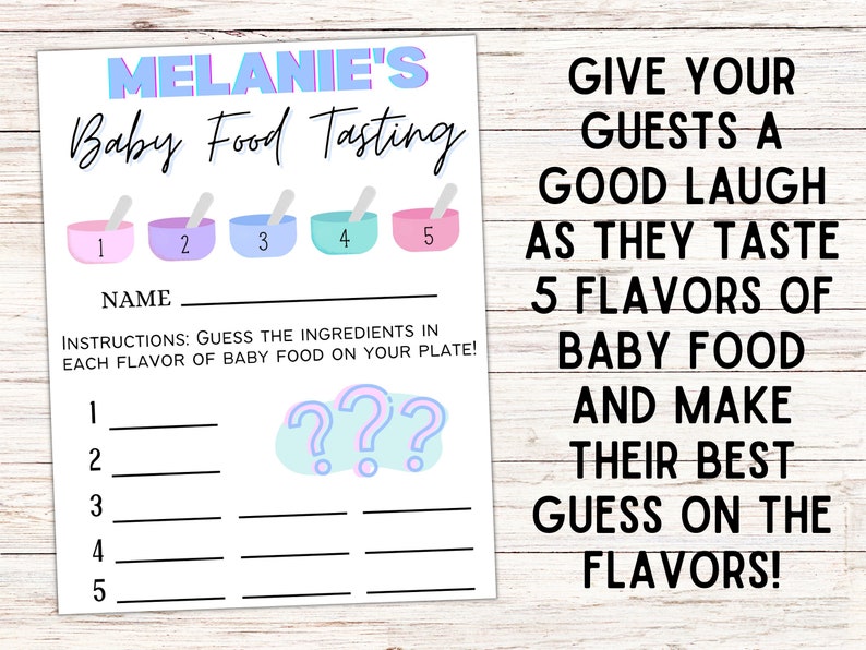 Funny Baby Shower Game, Baby Food Tasting Contest, Printable and ...