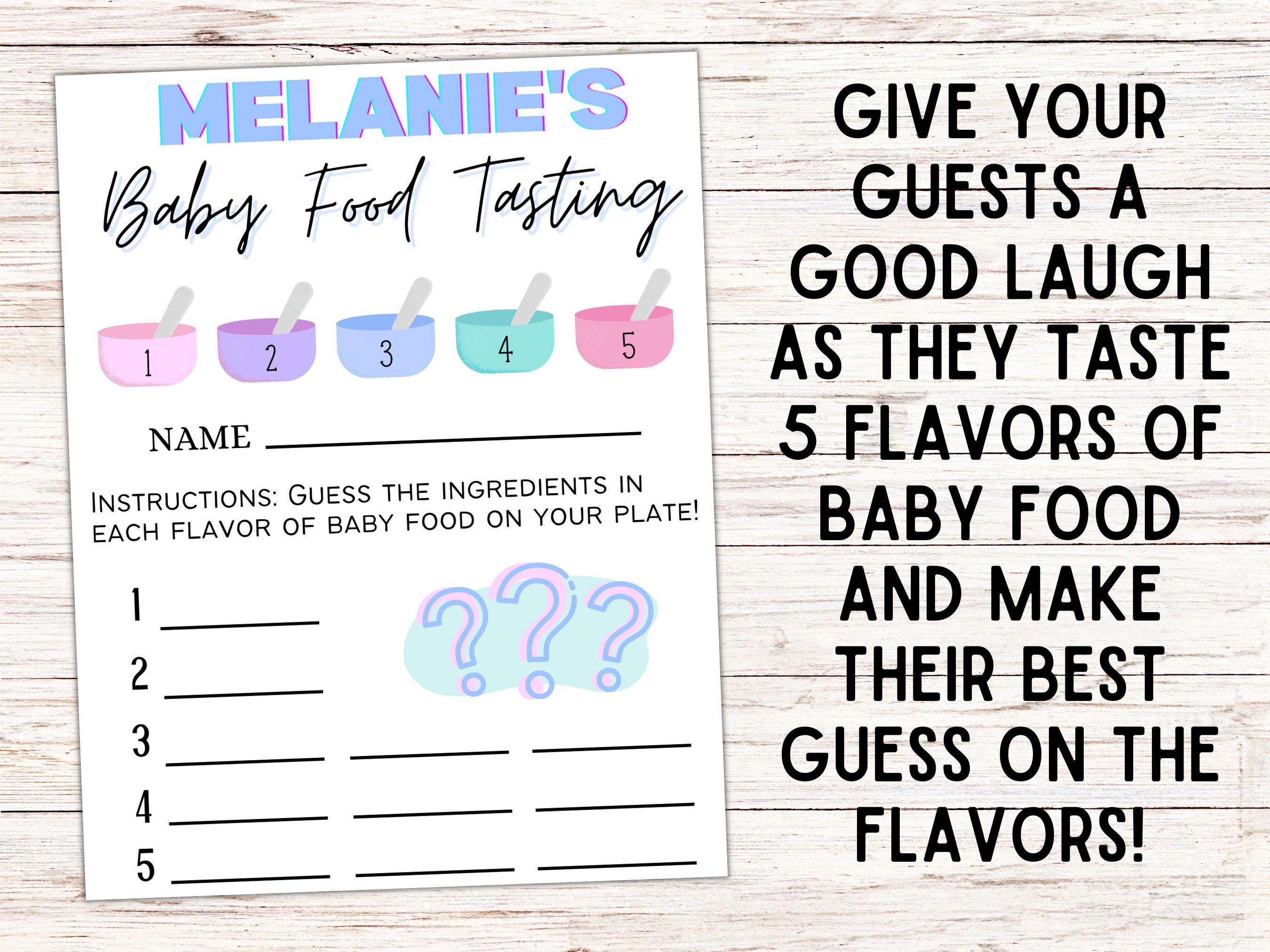 Funny Baby Shower Game, Baby Food Tasting Contest, Printable and ...