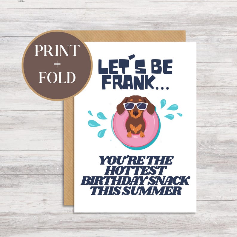 Funny Dachshund Birthday Card Printable for Dog Lovers Summer Hot Dog ...