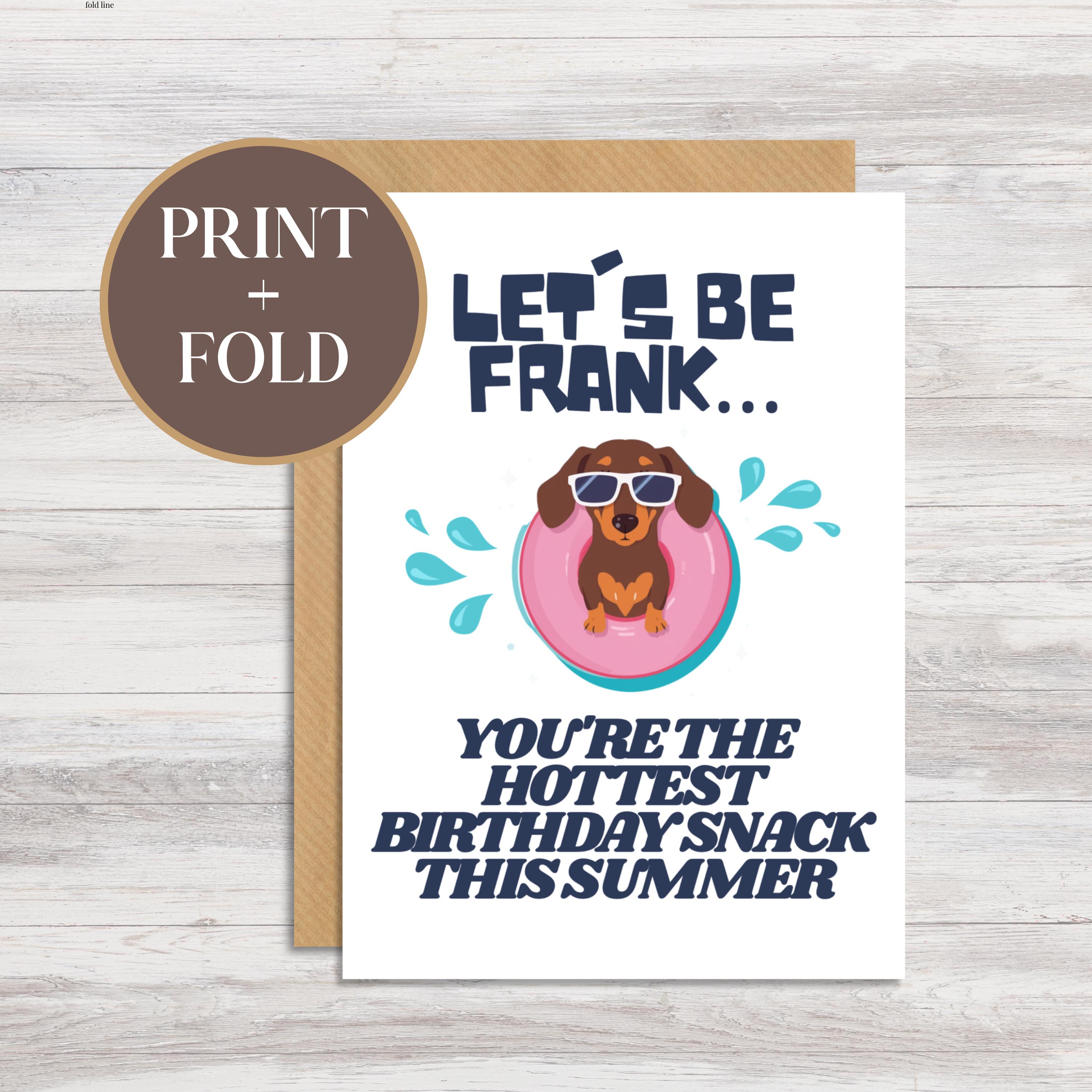 Funny Dachshund Birthday Card Printable for Dog Lovers Summer Hot Dog ...