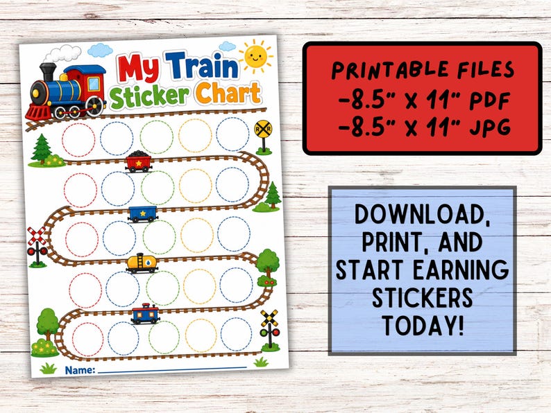 Train Behaviour Sticker Chart Train Sticker Chart Printable, Kids Reward Chart, Toddler Behavior ...