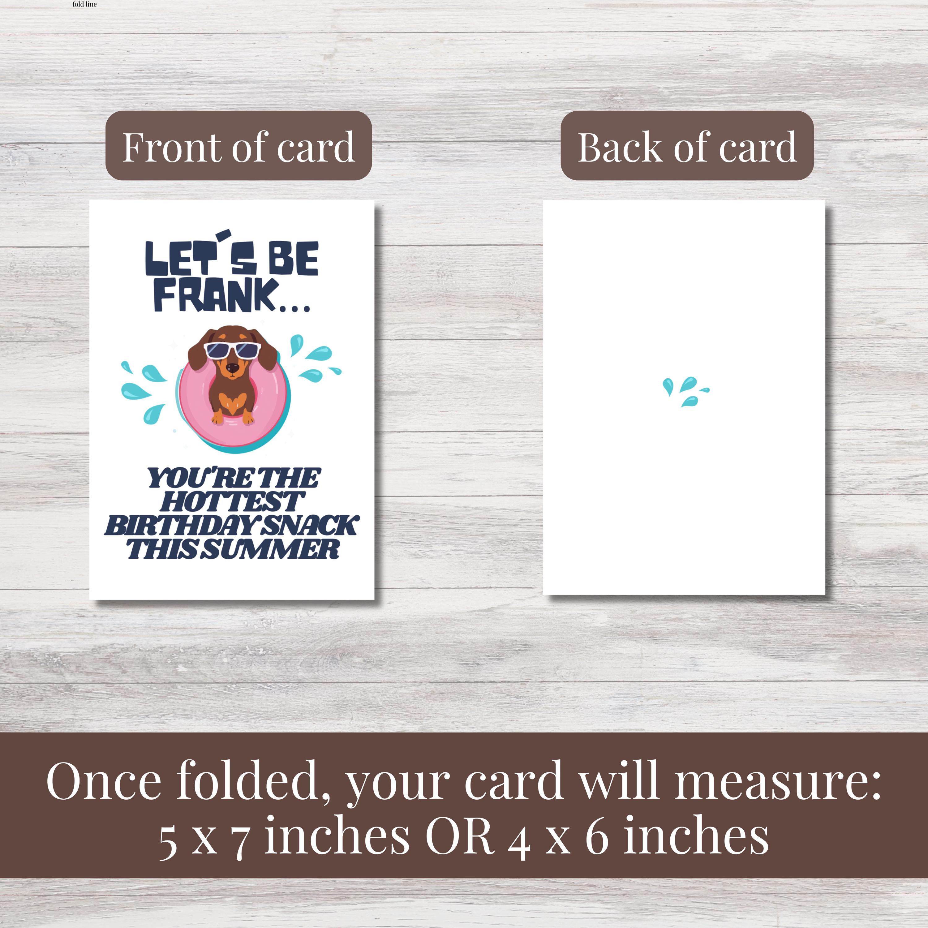 Funny Dachshund Birthday Card Printable for Dog Lovers Summer Hot Dog ...