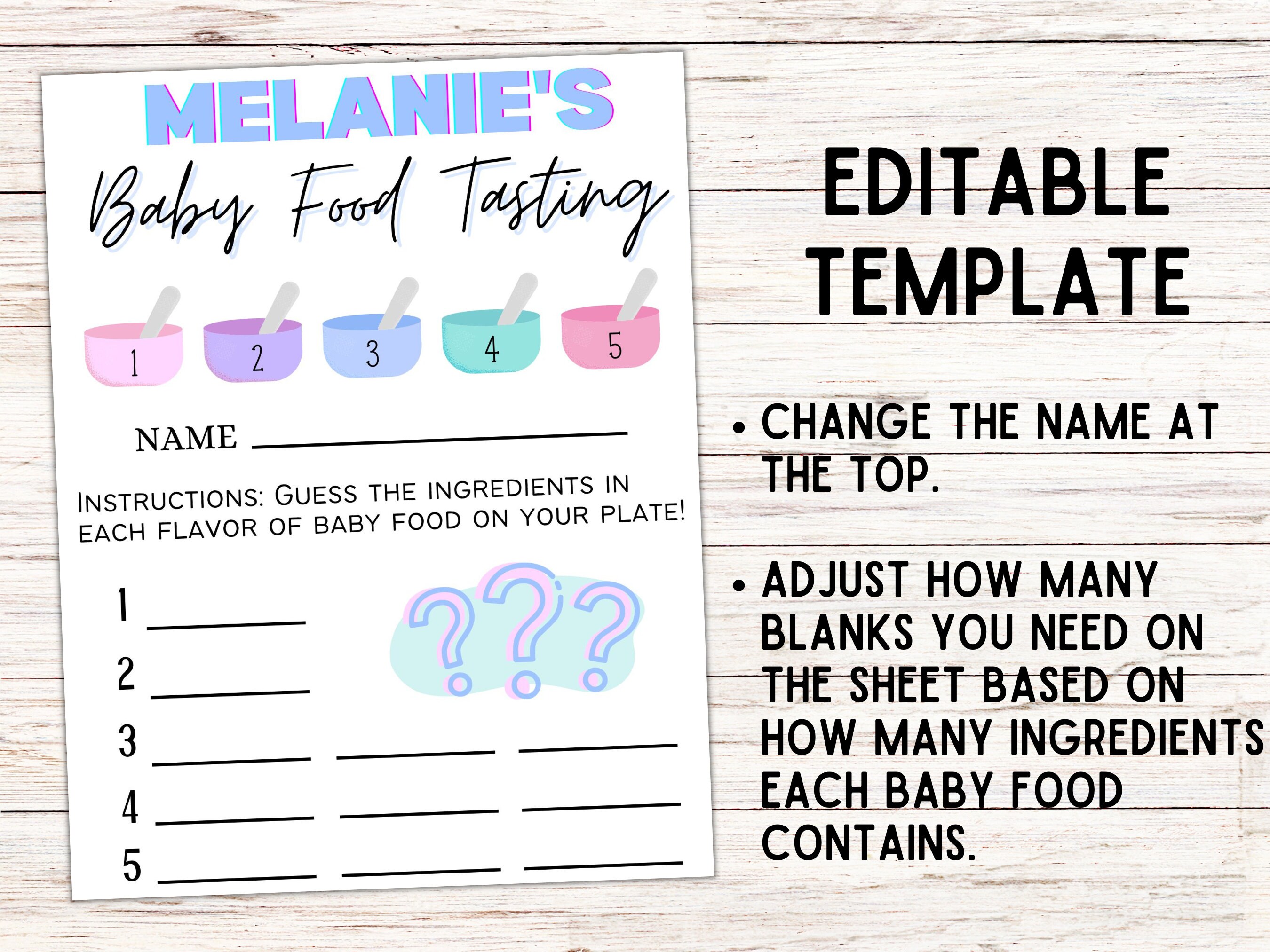 Funny Baby Shower Game, Baby Food Tasting Contest, Printable and ...