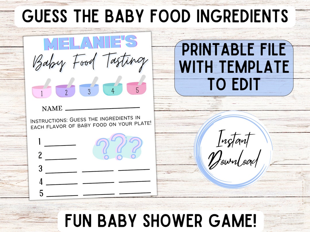 Funny Baby Shower Game, Baby Food Tasting Contest, Printable and ...