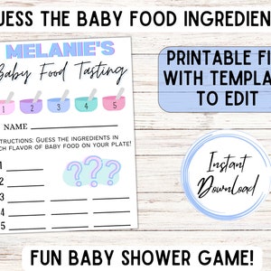 Funny Baby Shower Game, Baby Food Tasting Contest, Printable and ...