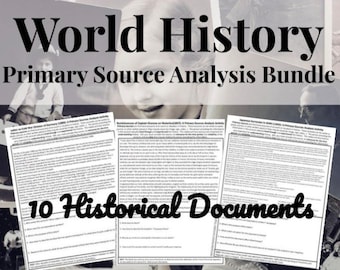 World History Primary Source Analysis Bundle - French Revolution to Cold War Lesson Worksheets