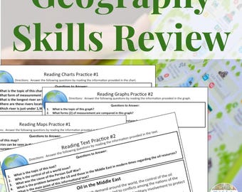 Geography Skills Review Booklet, Social Studies, Homeschool (PDF)