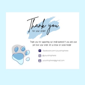 Cute Pet Business Thank You Card / Digital Download / Canva Template