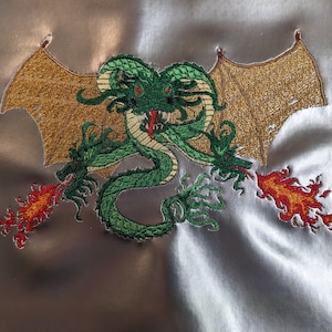 Three Headed Dragon 4&quot;x4&quot; - Machine Embroidery Design