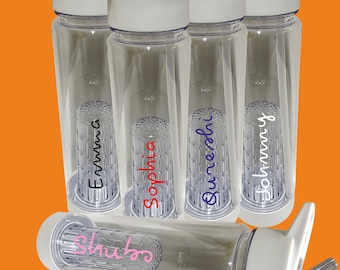 Personalised or Plain (BPA Free) Sports Infuser Drink Bottle 740ml . Island Inspired, Reusable Clear Bottle with Straw