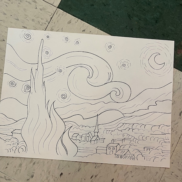 Starry Night Coloring PAge