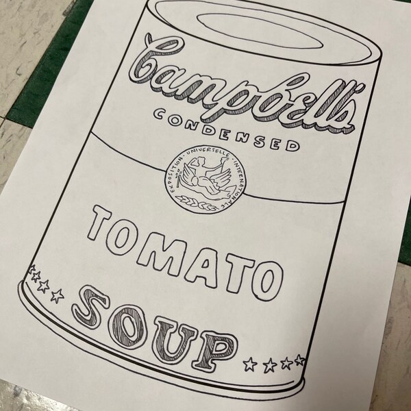 Andy Warhol Soup Can Coloring Page