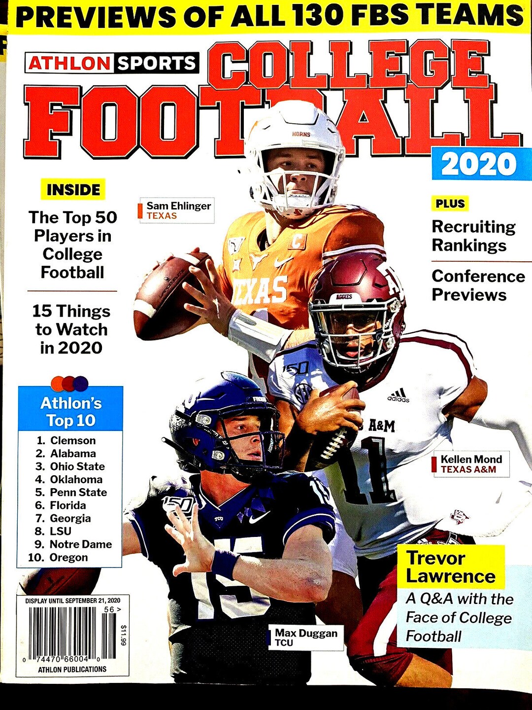 Athlon Sports Magazine, College Football, 2020 Preview of All 130 Fbs