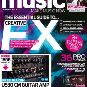 May include: Computer Music magazine cover featuring a colorful abstract design with the text "Creative FX" and a guitar amp plugin. The cover also includes a free download of 18 GB of samples and a free U530 CM Guitar Amp plugin.