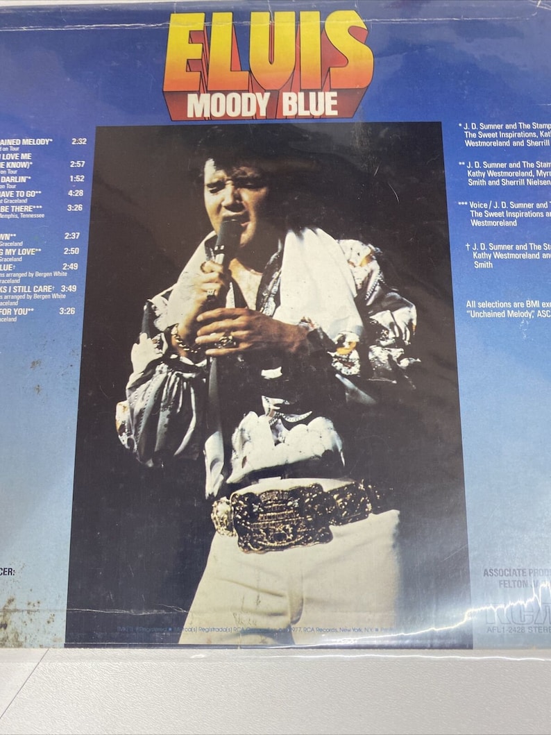 Elvis Presley Moody Blue 1977 Vg Vinyl Lp Rca Blue Vinyl Ls Etsy