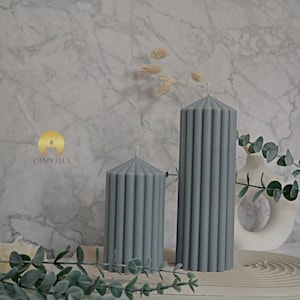 Pillar candle with grooves | Fluted Pillar Candle | Grooved pillar candle | Ribbed candle | Vegan