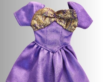 1996 Mattel Barbie Doll Purple Dress W Silver Bow From 6 Fashion Set 68073-86