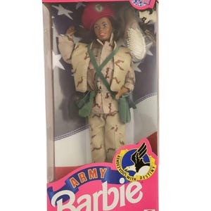 VTG 1992 Army Barbie Stars N Stripes African American Special Edition Mattel