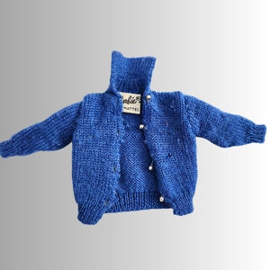 1963 Vintage  Barbie Knitting Pretty BLUE CARDIGAN Sweater #957 VGUC