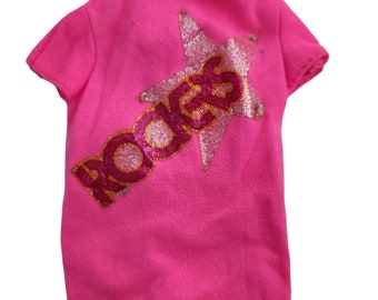Vintage 1985 Barbie Doll Clothes Top Shirt The Rockers Pink Shirt