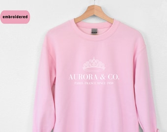 Embroidered Princess Sweatshirt, Aurora & Co, Aurora Sweatshirt, Sleeping Beauty Crewneck