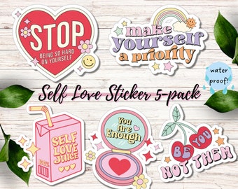 Vinyl Waterproof Sticker Pack, 5-Pack Stickers, High Quality Stickers for Water Bottle, Tumbler Stickers, Ipad Stickers, Laptop Stickers