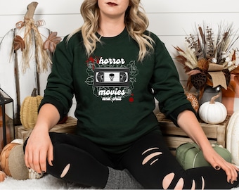 Horror Movies and Chill Sweatshirt, Horror Movie Shirt, Netflix and Chill, Spooky Season, Fall Sweatshirt, Horror Movie Sweater