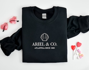 Embroidered Princess Sweatshirt, Ariel Sweatshirt, Disney Princess Crewneck, Ariel & Co