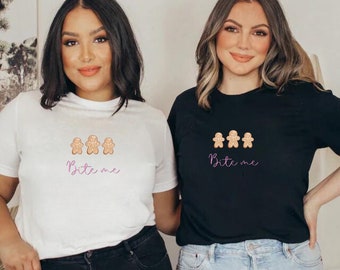 Bite Me Shirt, Funny Christmas T-Shirt, Gingerbread Cookies Shirt, Christmas Season Shirt, Sassy Christmas Shirt, Secret Santa Gift