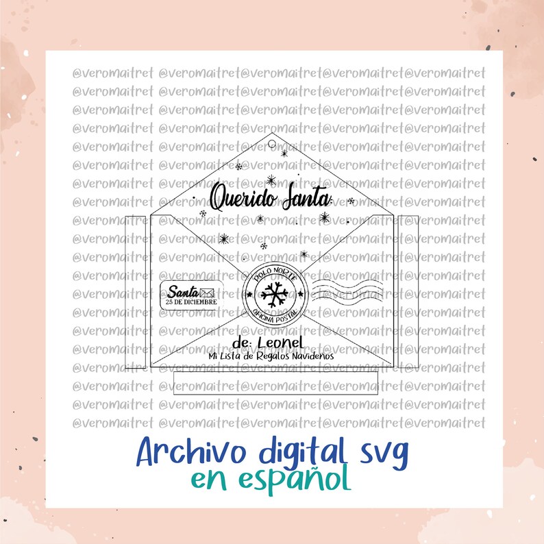 Lettre au Père Noël SVG en espagnol, découpée au laser, Fichiers