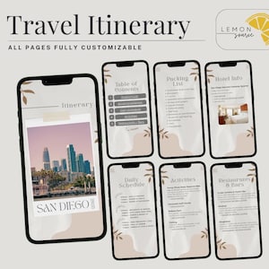 Bachelorette Itinerary Template, Interactive Mobile Vacation Planner, Travel Guide Editable in Canva, Girls Trip Weekend Getaway, San Diego