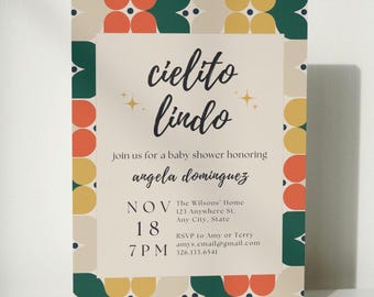 Editable Baby Shower Invitation, Retro Floral Invite, Cielito Lindo Baby Shower, Editable Canva Template, Print or Share Digitally