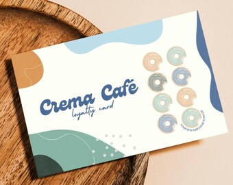 Bewerkbare klantenkaartsjabloon, coffeeshopponskaartsjabloon, retro café, beloningskaart, ponskaart, canva-ontwerp downloaden