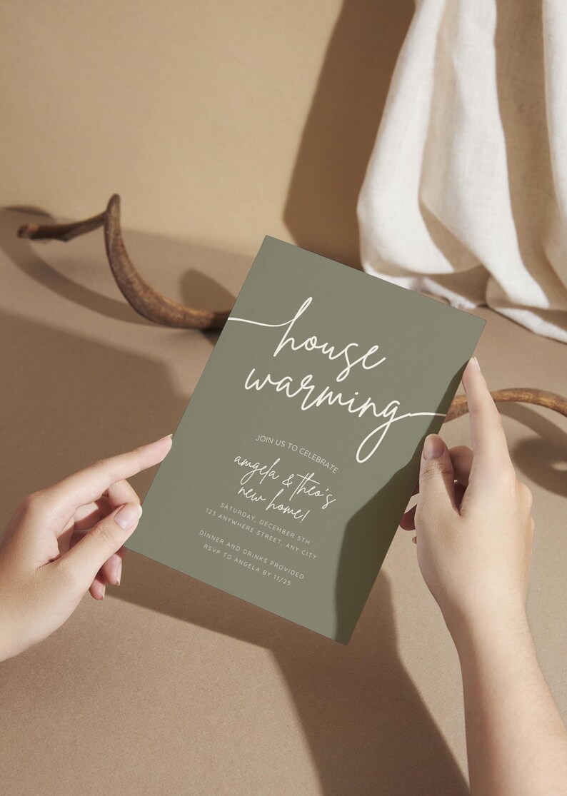 Minimalist Housewarming Party Invite Template, Editable Canva Design ...