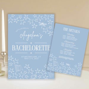 Gilmore Girls-inspiriertes Bachelorette Card Bundle, Kombination aus Einladung und Reiseplan, Canva Digital Download, Drucken oder digital senden
