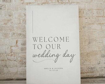 Wedding Welcome Sign Template, Modern Minimalist Wedding Sign, Editable Canva Digital Download, Wedding Day Decor
