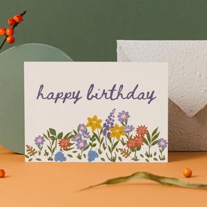 Cartão de aniversário com flores para impressão em casa, cartão de aniversário com flores para impressão, cartão de aniversário personalizado, feliz aniversário, download digital, estilo de cartão postal