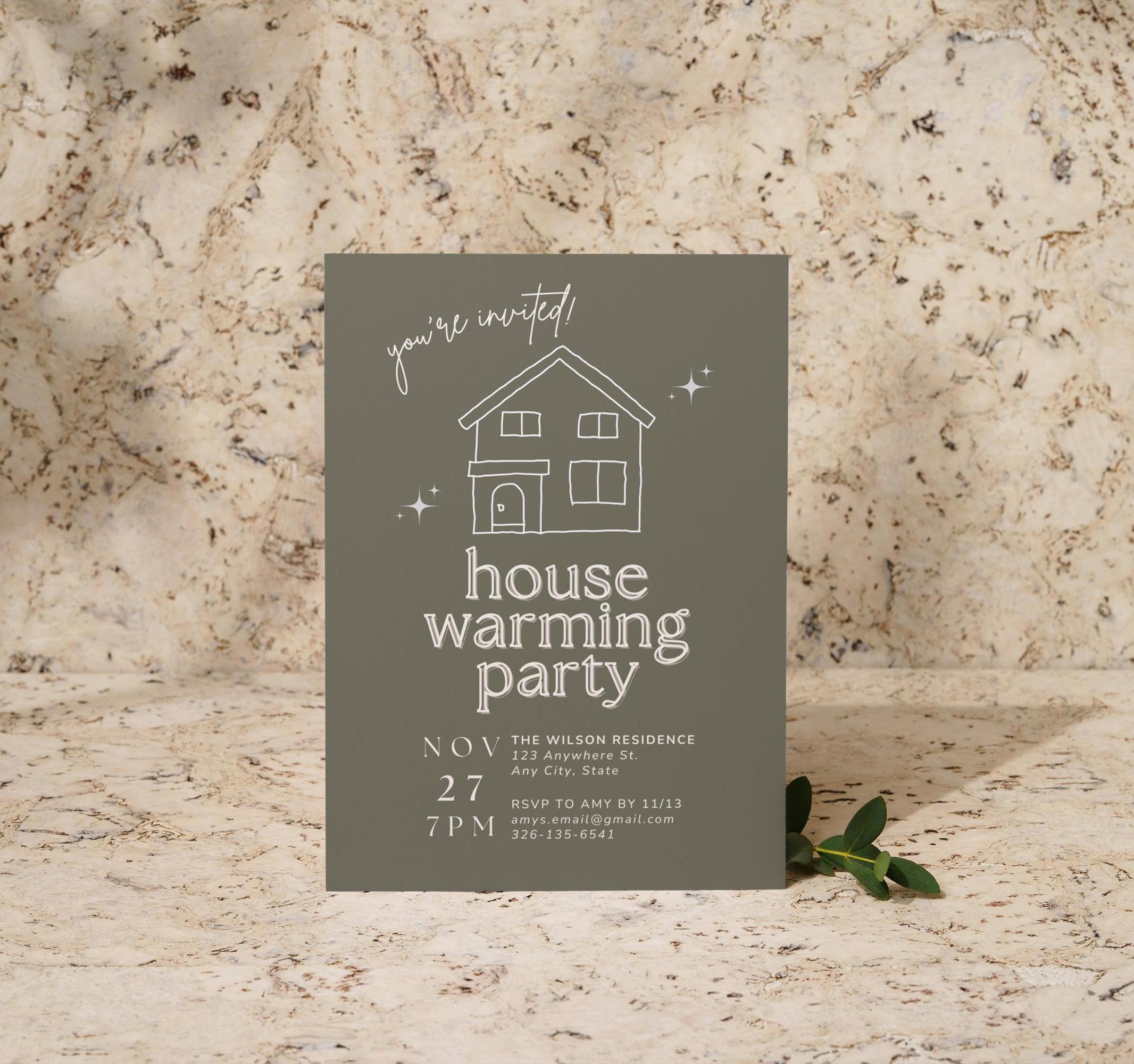 Digital Housewarming Party Invitation, New Home Invite, Sage New ...