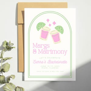 Beach Bachelorette Party Invitation + Itinerary, Editable Canva Template Bundle, Margs & Matrimony Theme, Digital Download