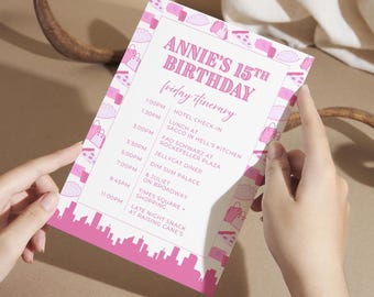 13th Birthday Trip Itinerary, New York City, Girls Trip, Birthday Trip Invitation