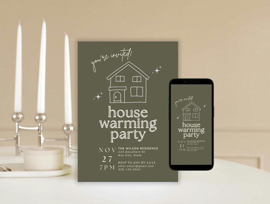 Boho Housewarming Party Invitation, Digital New Home Invite, Sage New ...