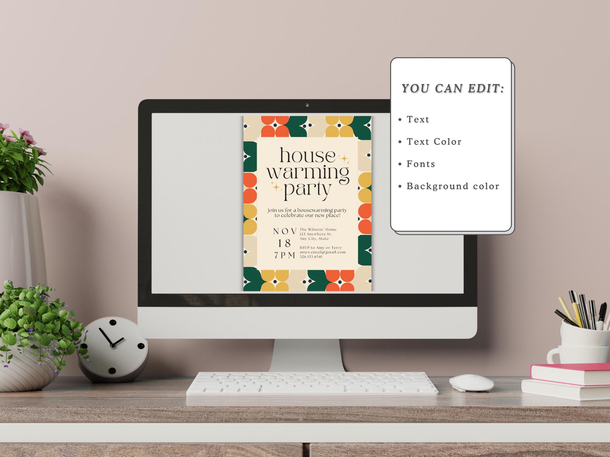 Editable Housewarming Party Invitation Template, Modern Canva ...