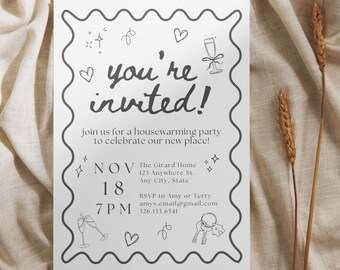 Custom Housewarming Party Invitation Template, Modern Canva Invitation, Digital Evite, Simple and Editable
