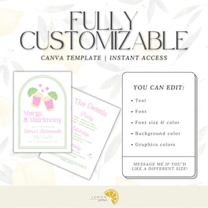 Margs and Matrimony Beach Bachelorette Party Invitation & Itinerary, Editable Canva Template, Tropical Beach Girls Weekend, Digital Download