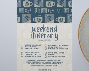 Ski Trip Itinerary Template: Winter Vacation Planner (Digital Download)