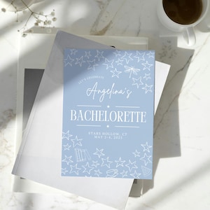 Gilmore Girls inspiriert Bachelorette Card Bundle, Einladung und Reiseplan Combo, Canva digitaler Download, Drucken oder digital senden