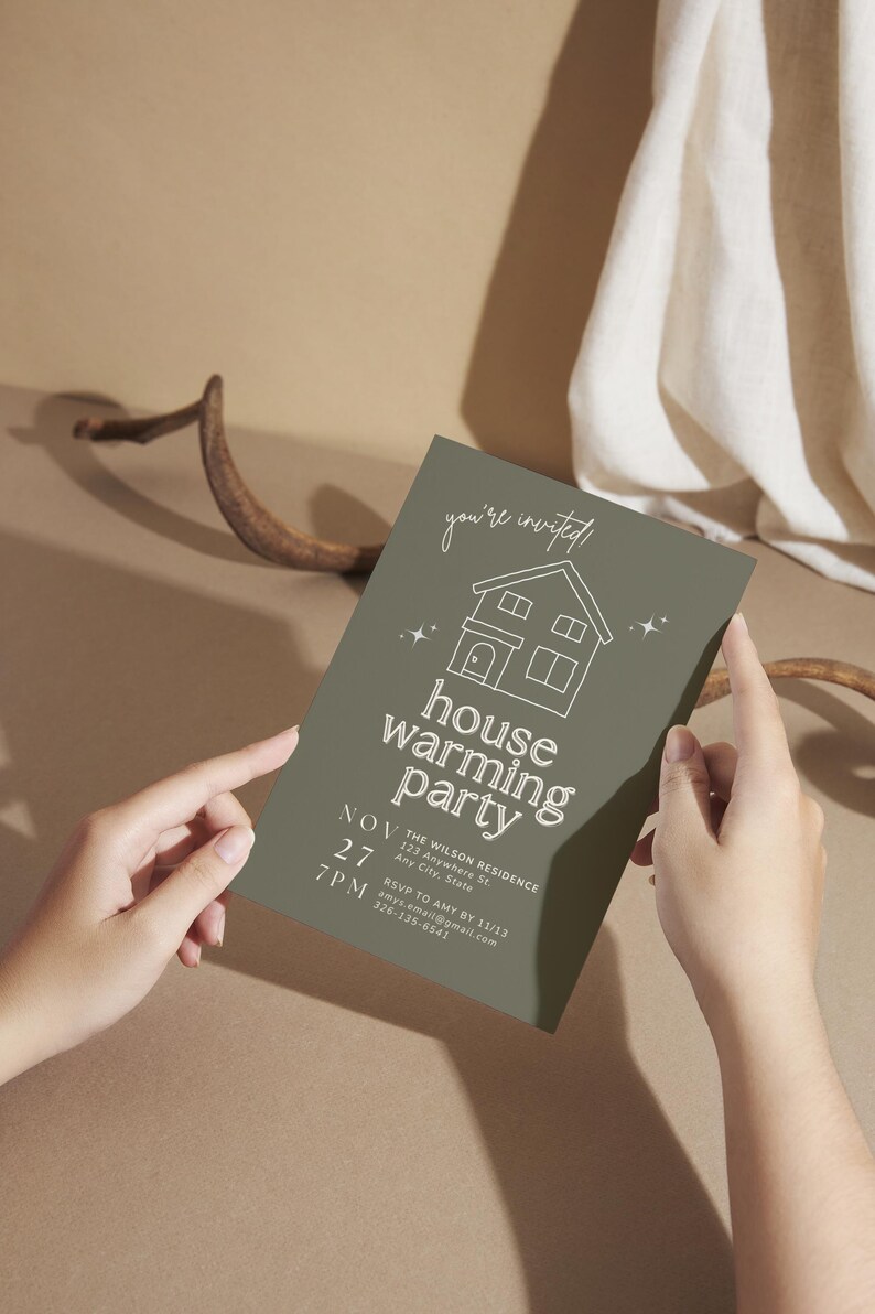 Digital Housewarming Party Invitation, New Home Invite, Sage New ...