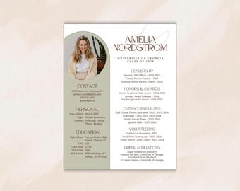 Sage Sorority Resume Template, bearbeitbarer Canva-Lebenslauf, Rekrutierungs-Lebenslauf, Lebenslauf für die Führung, Sorority-Brief, Akademischer Griechisch Lebenslauf