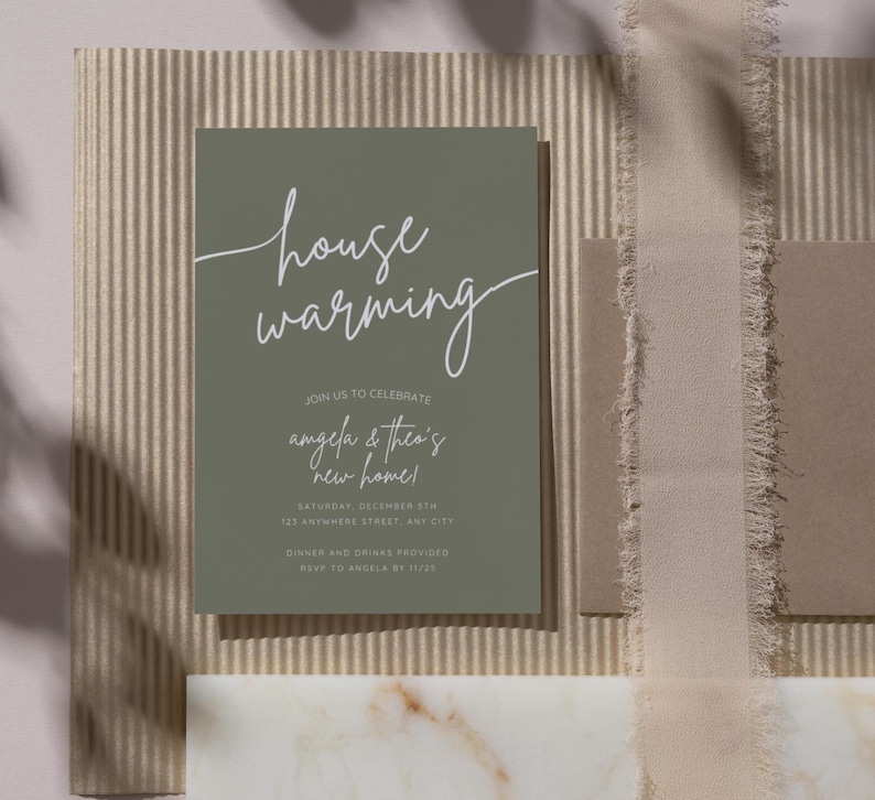 Minimalist Housewarming Party Invite Template, Editable Canva Design ...