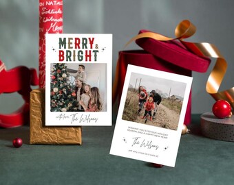 Minimalistiskt julkort, mall för fotokort, enkelt julkort, boho båge-julkort, god jul, redigerbar mall för nedladdning